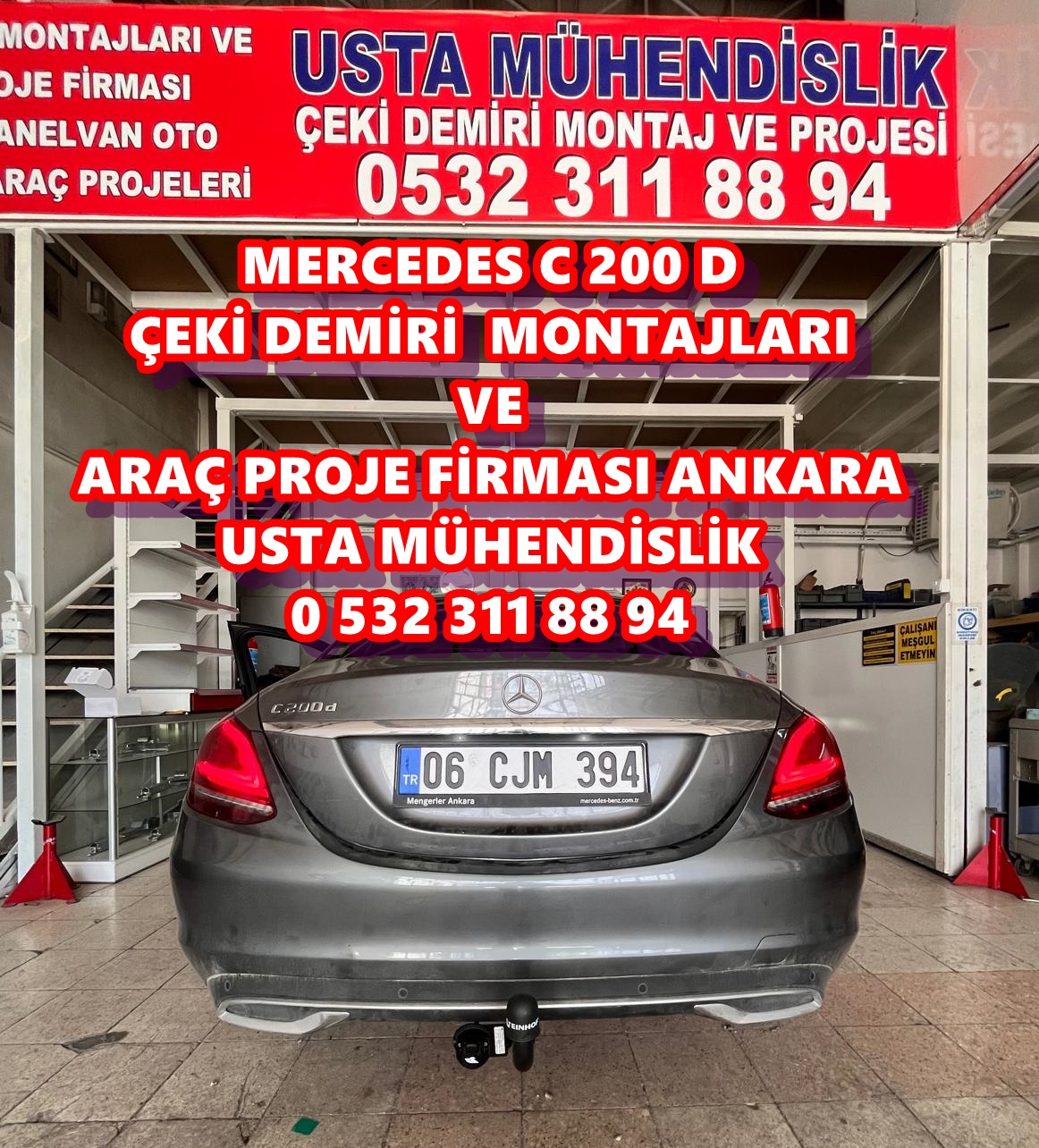 mercedes c 200 d çeki demiri takma mpntajı ve araç proje firması ankara